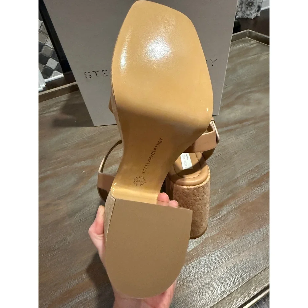 Stella McCartney Skyla Platform Sandals VEGEA Vegan Cork Heel 38.5 9.5 NIB‎